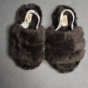 Black UGG Furry Slippers Size 9
